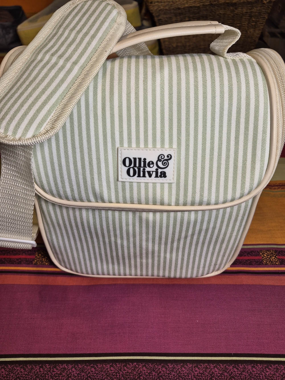 Ollie & Olivia Green Stripe Lunch Bag